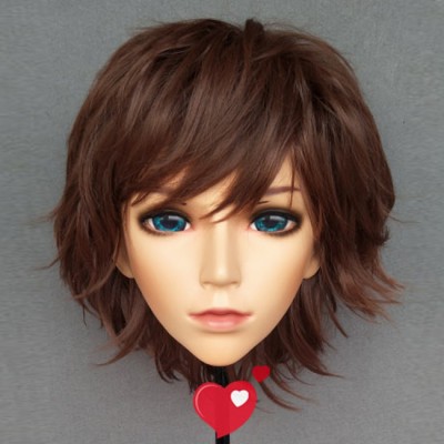 (CHENG)Crossdress Boy/Male Resin Half Head Man Cartoon Character Kigurumi Mask With BJD Eyes Cosplay Anime Role Lolita Doll Mask